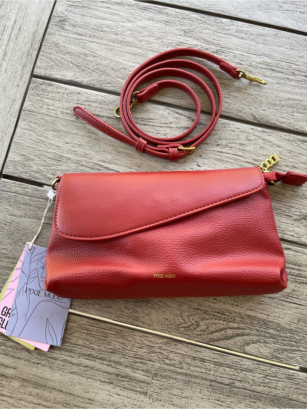 Pixie Mood Gracie Scarlet Cranberry Pebbled Vegan Leather Crossbody NWT